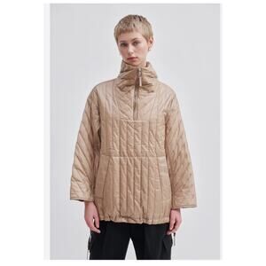 Second Female Quilly Anorak Quilted Jacket Silver Mink Funnel Neck S Minimalist